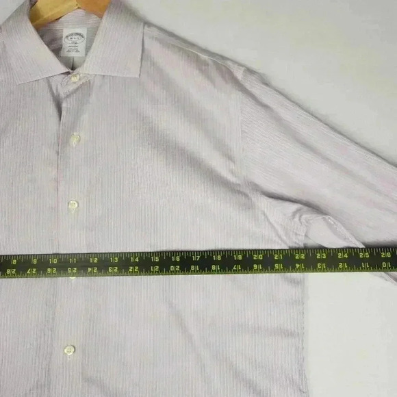 Brooks Brothers Mens Regent Dress Shirt Sz 16 4-5 Non Iron Red Blue Pinstripe - Picture 12 of 16